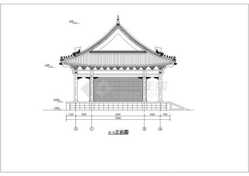 某单檐周围廊仿古木结构歇山大殿建筑施工图