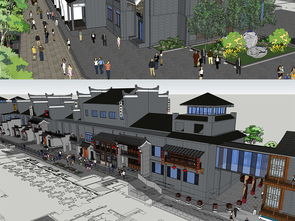 中式徽派仿古步行街商业街建筑景观规划设计图下载 图片58.72mb 建筑模型库 su模型