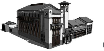中式风格仿古建筑图书馆su模型素材平面设计图下载 图片6.44mb 建筑模型大全 su模型库