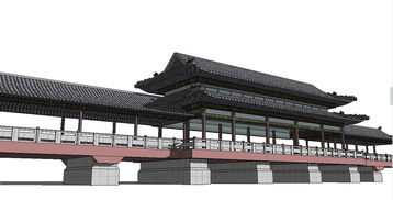 中式传统风格仿古建筑风雨桥su模型素材