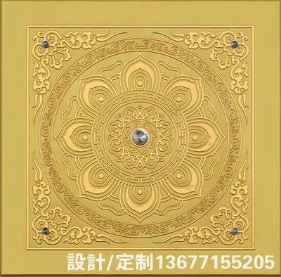寺庙建筑藏式吊顶彩绘中式传统文化壁纸古典花边花纹饰雕梁画栋